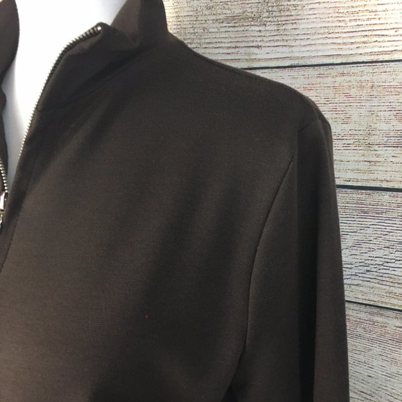 Kathie Lee Collection Long Knit Jacket Full Zip Mock Neck Brown Women's Medium - Picture 6 of 10